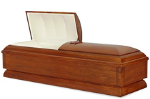 Jahleel Casket, Solid Poplar Traditional Construction, Satin Early American Shaded Finish, Rosetan Crepe Interior